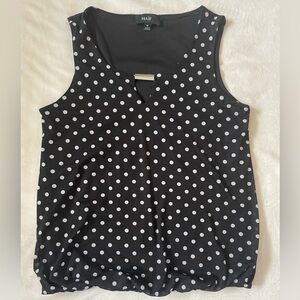 NAIF Black and White Polka Dot Bubble Hem Tank Top Blouse